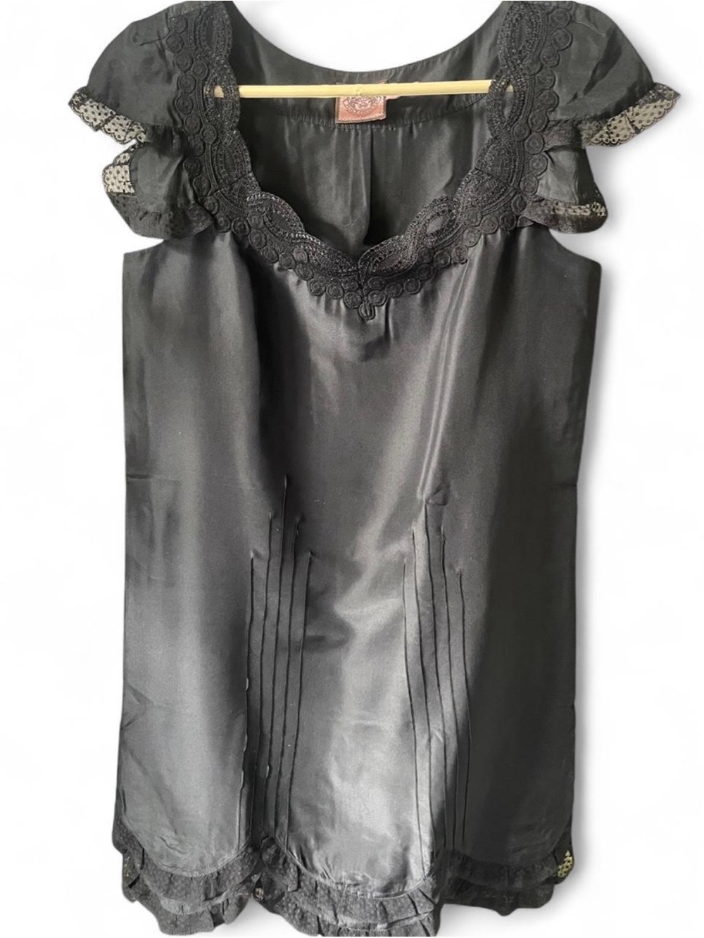 Vintage Y2K Juicy Couture 100% Silk Lace Babydoll Dress Sz 4 Feminine Coquette
